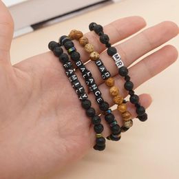 Strand BohoBliss Men's Bead Bracelet Custom Word Wrist Jewelry Natural Stone Beads Bangles Handmade Fashion Birthday Gift