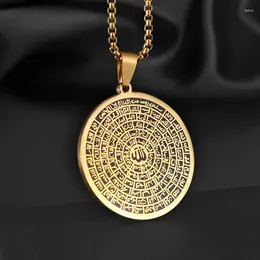 Pendant Necklaces Vintage Stainless Steel Buddha Plate Scripture Shurangama Mantra Men's Religious Wishing Amulet Party Jewellery