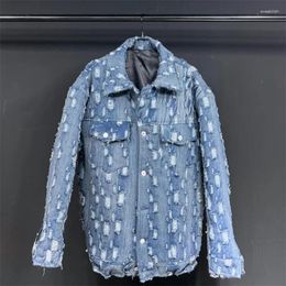 Women's Trench Coats Customised Autumn Winter Distressed Denim Jacket Cotton Coat Safari Style Men Women Padded Y4170