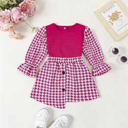 Clothing Sets Baby Girls Skirt Set Toddler Plaid Long Sleeve Round Neck Sweatshirt And Mini Outfits Kid Party Suits