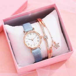 Wristwatches Women's Watches Bracelets Set Rome Font Digital Quartz Girl's Automatic Watch Business Matching Accessories