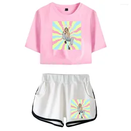 Men's Tracksuits Claire Rosinkranz Music Fans Midriff-baring Sets Printed Short Tshirt Gym Streetwear Pants Women