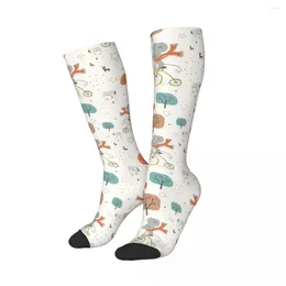 Men's Socks Calf Length Cute Little Mouse Riding On Bicycle Merch For Women Flexible Sock All Seasons Wonderful Gifts