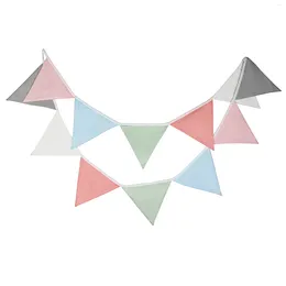 Party Decoration 1pcs Cotton Multicolor Triangular String Banner Home Po Background Wedding Event Venue 3.2M Hanging Flag