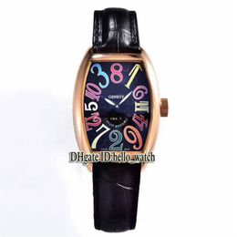 New Crazy Hours Color Dreams 8880 CH Black Dial Automatic Mens Watch Rose Gold Case Leather Strap High Quality Gents Watches Hello226b