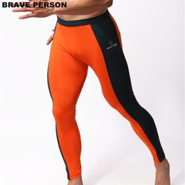 BRAVE PERSON Men's Fashion Soft Tights Leggings Pants Nylon Spandex Underwear Pants Bodybuilding Long Johns Men Trousers B160253d
