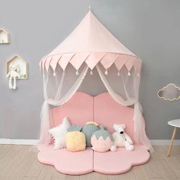 Toy Tents Nordic Kids Play Tent Pink Princess Castle Play House Tipi Enfant Indoor Baby Girls Crib Canopy Net Bed Tent Children Room Decor 231019