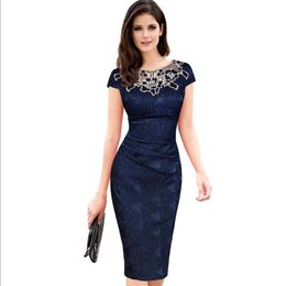 Good A Summer Runway Dresses short-sleeved rose pencil skirt lace dress LX020304t