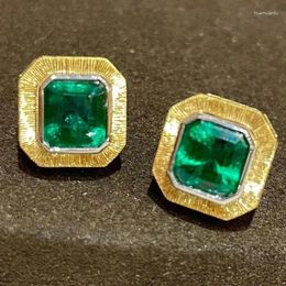 Stud Earrings LR Fine Jewelry 2.53ct Real 18K Yellow Gold AU750 Natural Emerald Gemstones Diamonds For Women Presents