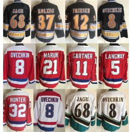 Man Retro Hockey 5 Rod Langway Jerseys Vintage 8 Alex Ovechkin 21 Dennis Maruk 32 Dale Hunter 68 Jaromir Jagr 11 Mike Gartner 12 Jeff Friesen 37 Kolzig CCM Retire Sewing