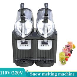 Double Tank Slush Machine Commercial Snow Melting Machine Electric Smoothies Granita Machine Ice Slusher 300W