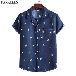 Beer Printed Hawaiian Beach Shirt for Men Fashion Short Sleeve Button Down Aloha Shirts Mens Holiday Party Clothing 3XL 2105222222