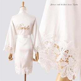 Summer Lace Sleepwear Wedding Robe Gown Bride Bridemaid Solid Embroidery Kimono Bathrobe Women Casual Home Night Dress M L Xl1199h