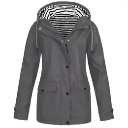 Women's Jackets Outdoor Sport Windproof Plush Sweatshirt Jacket Long Sleeve Hooded Raincoat Casual Solid Color Waterproof Windbreaker