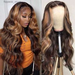 Synthetic Wigs 30 Inch 13x4 Highlight Wigs Human Hair Body Wave Lace Front Wig 180 Density Full Glueless Wig Coloured Human Hair Wigs T 4/27 Q231019