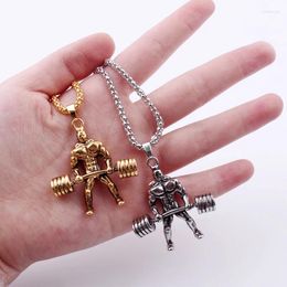 Pendant Necklaces Classic Charm Sporty Style Dumbbell Fitness Necklace Weightlifting For Male Men Enthusiast