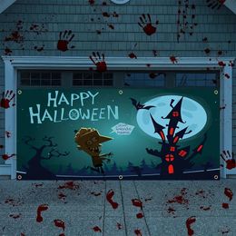 1pc, Halloween Cross, Pumpkin Garage Door Banner (71in*157in/180cm*400cm), Polyester Garage Door Decoration, Garage Door Mural, Holiday Decoration,