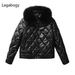 Women's Down Parkas Lagabogy 2023 Autumn Winter Ultra Light White Duck Coat Women Warm Short Slim Puffer Jacket Female Real Fur 231018