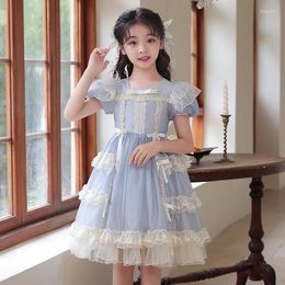 Girl Dresses Sweet Girls Princess Dress Summer 2023 Fashionable Little Lolita Childrens Solid Colour