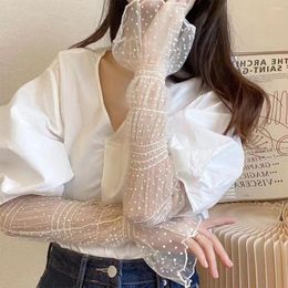 Fingerless Gloves Women's Summer Sun Protection Sleeves Mesh Lace UV Thin Long-Sleeved Bike Breathable Cycling Driving Arm Warmers