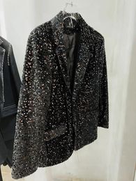 Men's Suits TD9052 Fashion Coats & Jackets 2023 Runway Semi-sheer Jacquard Mesh Chinese Lace-up Summer Loose Suit