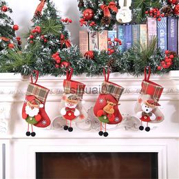 Christmas Decorations Christmas Stockings Socks Snowman Santa Elk Bear Printing Candy Gifts Bag Fireplace Xmas Navidad Tree Decorations New Year 2022 x1019