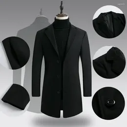 Men's Trench Coats Winter Jacket Single Breasted Mid-length Slim-fitting Lapel Coat Autumn Men For Sports