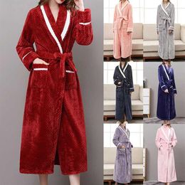 2020 Women Winter Homewear Warm Lounge Wear Cardigan Kimono Bathrobe Nightgowns Robes Velvet Bath Flannel Sleepwear Pajama211c