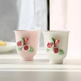 Teaware Sets Pink Ceramic Tea Cup Hand-kneaded Flower Teacup Household Set Small Cups Chinese Porcelain