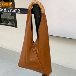 Evening Bags Korean Vintage Hobos For Women Luxury Designer Handbag And Purse 2023 In PU Woven Top Handle With Inner Pocket Shoulder