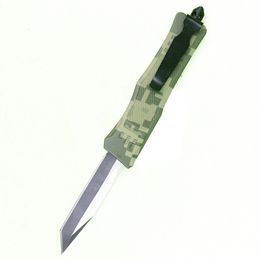 Green Camouflage 7 Inch 616 Mini Automatic Tactical Knife 440C Black Two-tone Blade Zinc-aluminum Alloy Handle EDC Pocket Knives