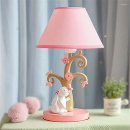 Table Lamps Ins Sweet Style Fabric Resin Lamp Pink Girl Bedroom Deco Children Bedside Led Desk Stand Light Fixtures