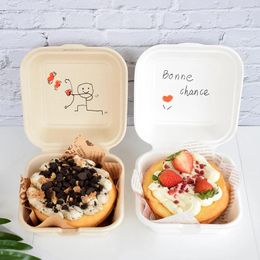 Take Out Containers 20pcs Bento Box Dessert Cake Storager Eco-Friendly Fruit Salad Hamburger Microwavable Disposable Portable Lunchbox