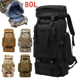 Backpack 80L/25L Oxford Cloth Waterproof Trekking Fishing Hunting Bags Backpack Outdoor Rucksacks Tactical Sport Camping Hiking Knapsack 231018