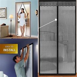 Sheer Curtains Strong Magnetic Anti Mosquito Door Curtain Bug Insect Flysreen Proof Net Automatic Closing Invisible Mesh Gauze Pun 231019