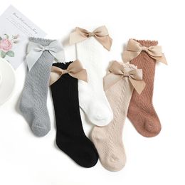 Kids Socks 5 Pairslot Trendy Summer born Baby Girls Knee High Long Sock Cotton Thin Mesh Princess Stylish Bow Floor 231019