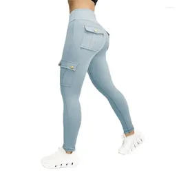 Women's Pants Cargo Yoga BuLifting Women Skinny Tummy Control Leggings Sporty High Rise Waist Gym Training Fitness Workout Trouser