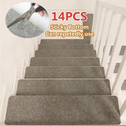 Carpets 14Pcs/Set Stair Tread Mat Self-adhesive Non-woven Non-slip Carpet Children's Pet Climbing Stairs Safety Protection Cover