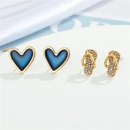 Stud Earrings 1 Pair Shiny Heart Slippers For Women's Gift Jewellery Vintage Bling Metal Zircon Geometric Pierced Earring E131