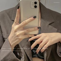 Cluster Rings ZG Trendy Geometric Shape For Women Stainless Steel Female Finger Ring Opening Adjustable Set