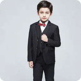 Men's Suits Custom Made Children Spring Autumn Boys Blazer Party Gentlemen's Flowers Lapel Casual Child Suit 3pcs (Vest Coat Pants)