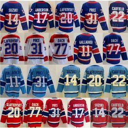 Man Ice Hockey 14 Nick Suzuki Jerseys Reverse Retro 17 Josh Anderson 22 Cole Caufield 11 Brendan Gallagher 31 Carey Price 20 Juraj Slafkovsky 77 Kirby Dach Embroidery