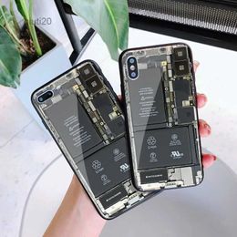 Cell Phone Cases Retro Wind Glass Circuit Board mobile phone case for iphone 14 13 12 11 Pro Max Plus Mini X XS XR 7 8 Art shockproof Rear shellL231019