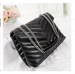 Shoulder Bags Luxurious Bags LOULOU Women Designer Black Leather Large-Capacity Chain Shoulder Bag Quilted Messenger Handbags Purse