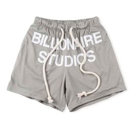 Mesh Shorts mens womens Short Pants Vintage Grey Letters Summer Beach clothing US Size