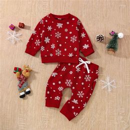 Clothing Sets Christmas Clothes Baby Girl Born Boy Long Sleeve Snowflake Print Sweatshirt Pants Set