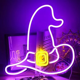 1pc Witch Hat Neon Sign, LED Neon Sign, 15.8" X 15.6", Halloween Decoration, For Bar, Shop, Coffee Shop, Hotel, Window, Outdoor