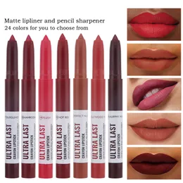 24 Colour Lipstick Pencil Lip Liner Dual Purpose Matte Outlining Lipstick Lip Gloss