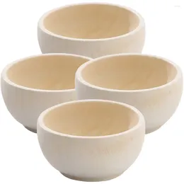Dinnerware Sets 4 Pcs Small Wooden Bowl DIY Supplies Kids Toys Mini Cutlery Bowls Model Crafts Self Made
