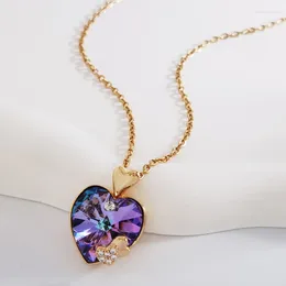 Pendant Necklaces Crystals From Austria Women's For Girls Valentine's Day Bijoux Top Quality Heart Shape Female Gifts